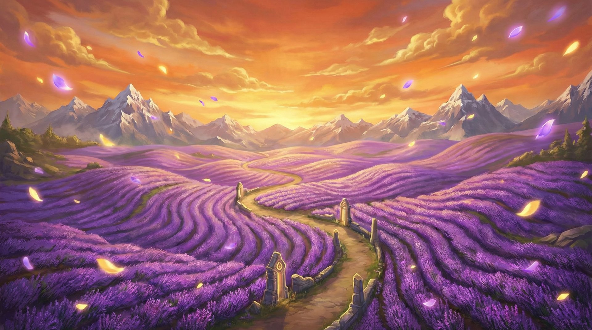 高清3D动漫薰衣草花海航拍植物视频